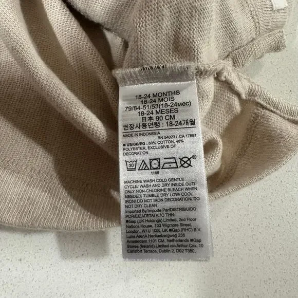 Baby Gap Unisex 18-24 M Cream Pullover with Hood - Picture 4 of 5
